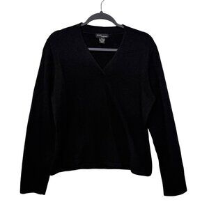 Grace Cashmere Black 100% Cashmere V Neck Sweater Women’s XL Classic Lightweight